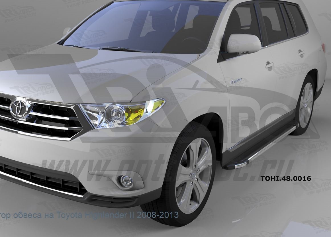 'Пороги алюминиевые Brillant Toyota Highlander 2010-2014 (черные)'