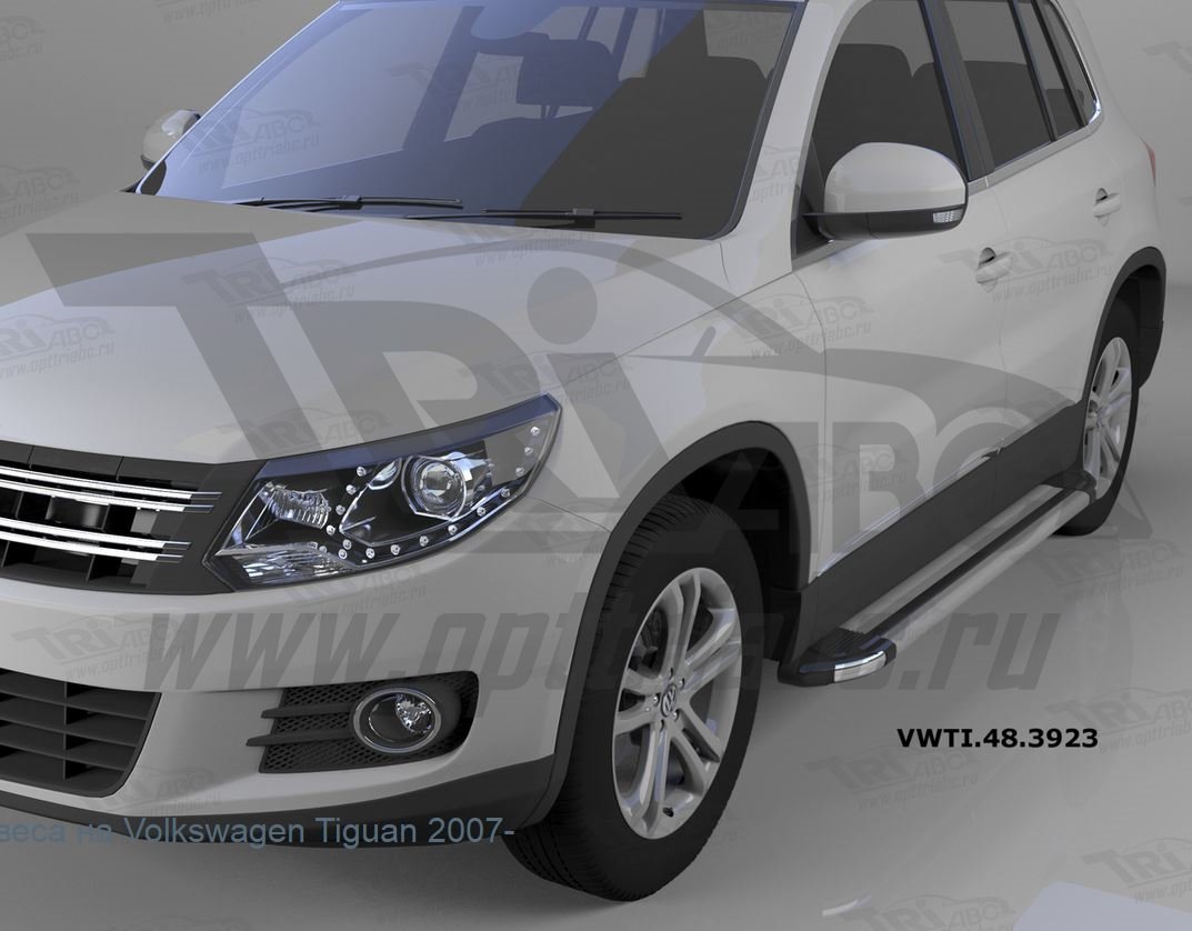 'Пороги алюминиевые Brillant Volkswagen Tiguan с 2008 (серебристые)'