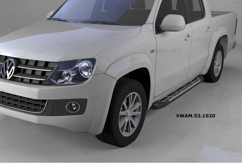 'Пороги алюминиевые Volkswagen Amarok с 2010 (Corund Silver)'
