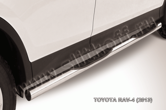 Пороги из нержавеющей стали с проступями Toyota RAV4 с 2013