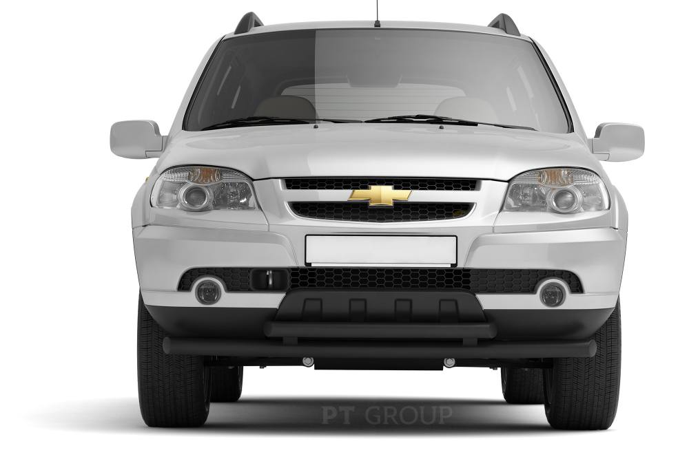 Защита переднего бампера Chevrolet Niva с 2009 двойная (черный)