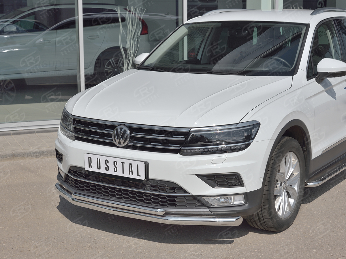 'Защита переднего бампера двойная Volkswagen Tiguan с 2017 (кроме offroad)'