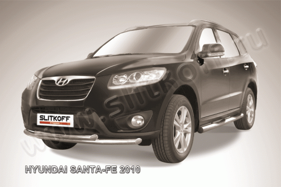 Защита переднего бампера Hyundai Santa Fe 2010-2012 (Двойная)