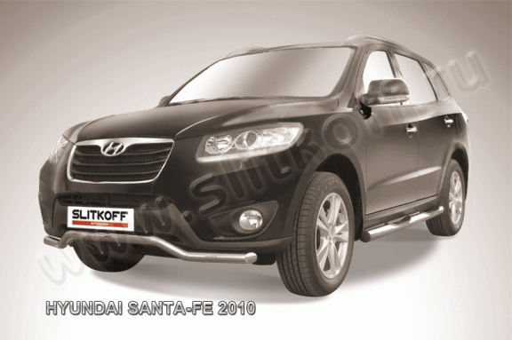 Защита переднего бампера Hyundai Santa Fe 2010-2012 (Волна)