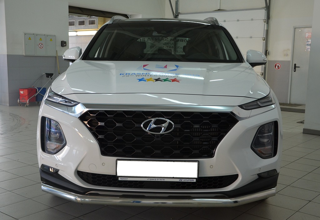 Защита переднего бампера Hyundai Santa Fe c 2018