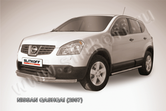 Защита переднего бампера Nissan Qashqai 2006-2010 (Двойная)