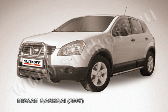 Защита переднего бампера Nissan Qashqai 2006-2010 (Высокая)