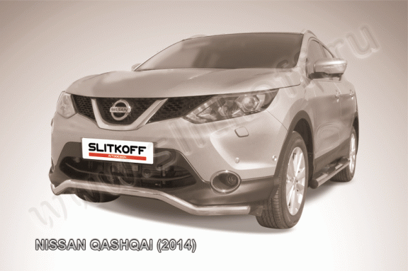 Защита переднего бампера Nissan Qashqai с 2014 (Волна)