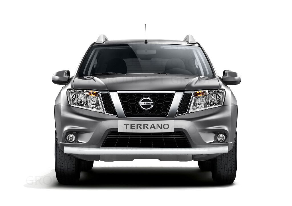 Защита переднего бампера Nissan Terrano с 2014 одинарная (серебро)