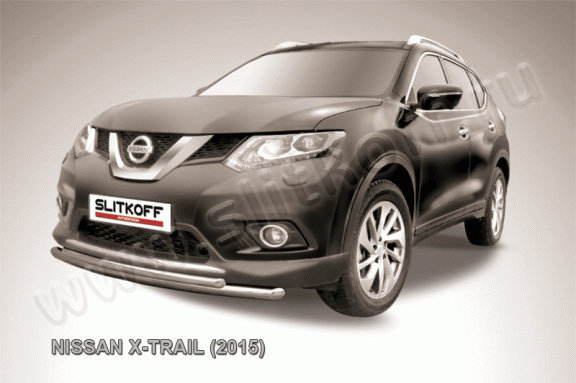 'Защита переднего бампера Nissan X-Trail с 2014 (двойная 2)'