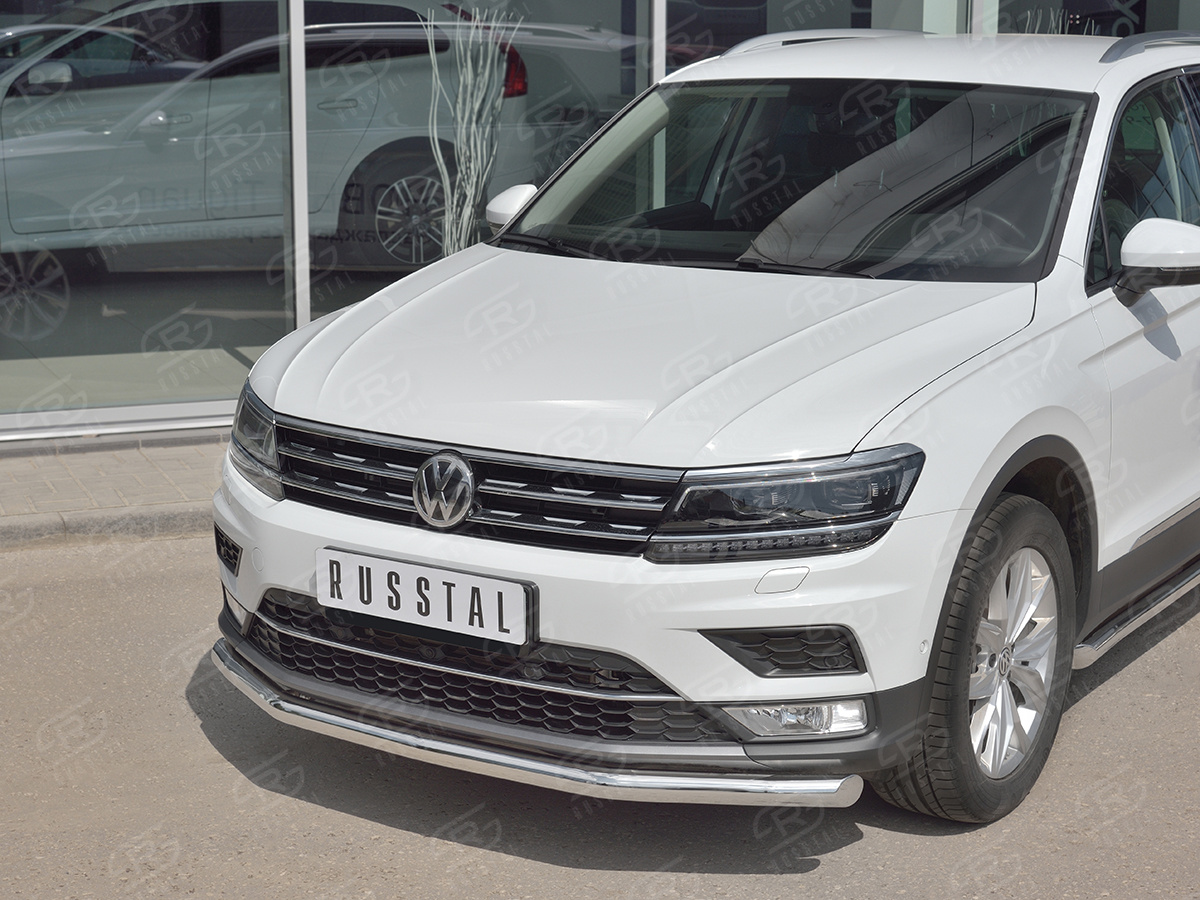 'Защита переднего бампера прямая Volkswagen Tiguan с 2017 (кроме offroad)'