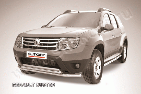 Защита переднего бампера Renault Duster 2010-2015 (Двойная)