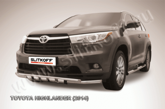 'Защита переднего бампера с защитой картера Toyota Highlander с 2014 (Двойная)'