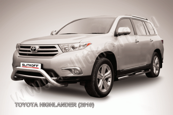 Защита переднего бампера Toyota Highlander 2010-2014 (Низкая "мини")