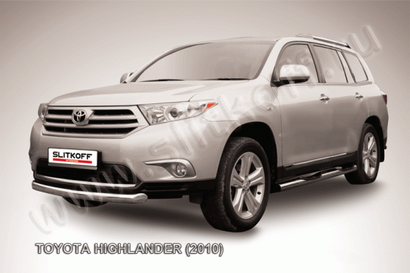 Защита переднего бампера Toyota Highlander 2010-2014 (Радиусная)