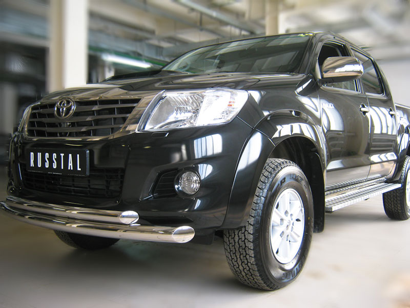 'Защита переднего бампера Toyota Hilux 2012-2015 (Двойная 2)'