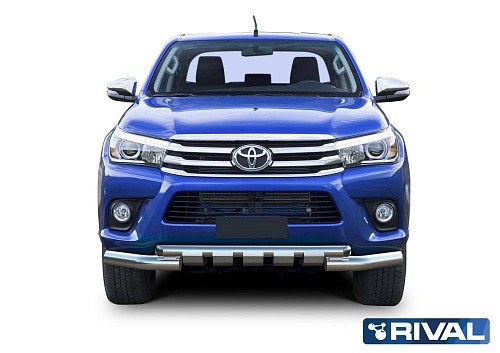 Защита переднего бампера Toyota Hilux с 2015 d76/d57 с профильной защитой картера