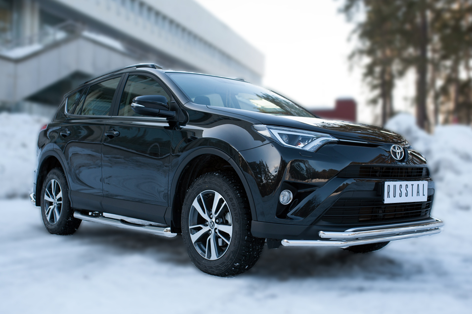 'Защита переднего бампера Toyota RAV4 с 2015 (двойная, вариант 1)'