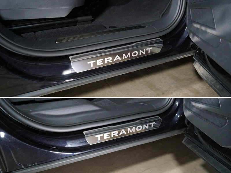 Накладки на пороги (лист зеркальный надпись Teramont) для Volkswagen Teramont 