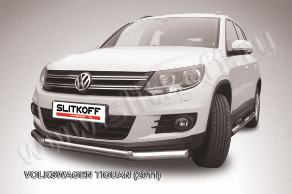 'Защита переднего бампера Volkswagen Tiguan с 2011 (Двойная 1)'