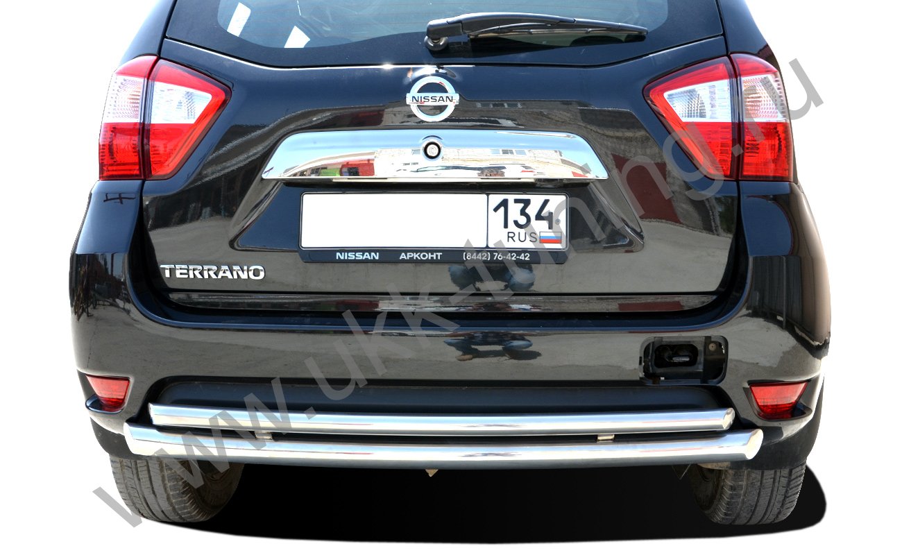 Защита заднего бампера двойная Nissan Terrano с 2015