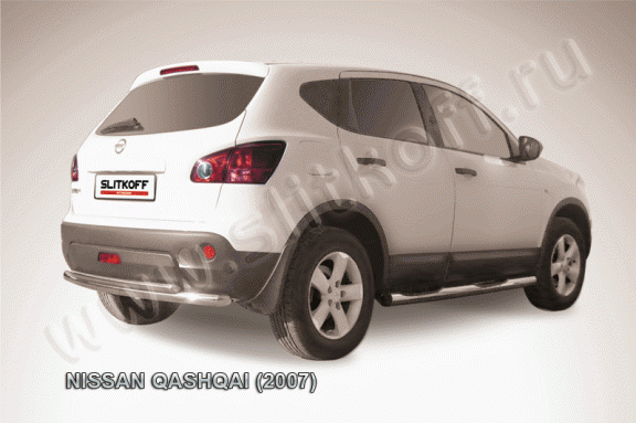Защита заднего бампера Nissan Qashqai 2006-2010 (двойная)