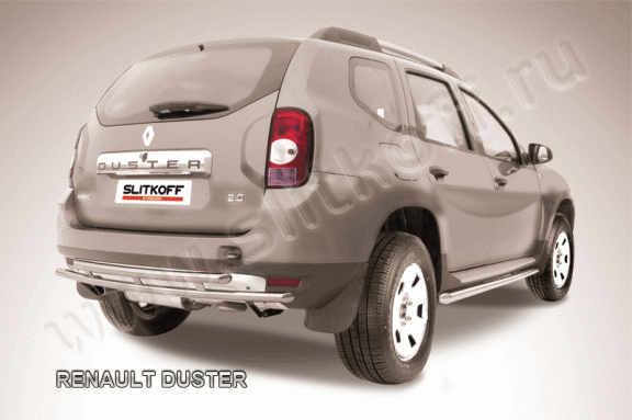 Защита заднего бампера Renault Duster 2010-2015 (Двойная)