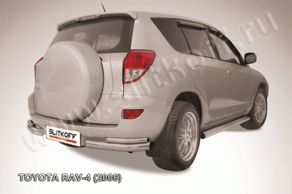 Защита заднего бампера Toyota RAV4 2006-2010 (Уголки двойные)