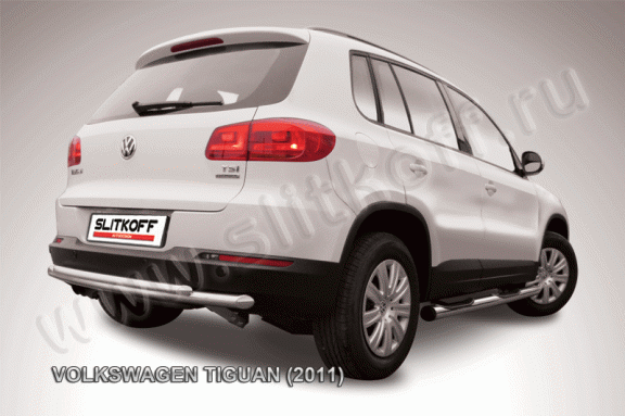 Защита заднего бампера Volkswagen Tiguan с 2011 (Двойная радиусная)