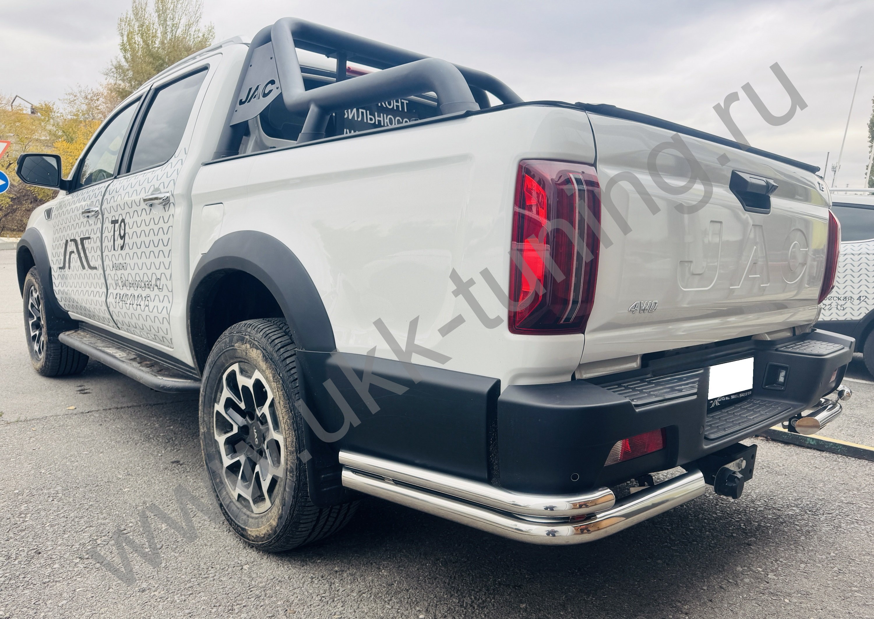 Защита заднего бампера угловая двойная JAC T9 с 2021