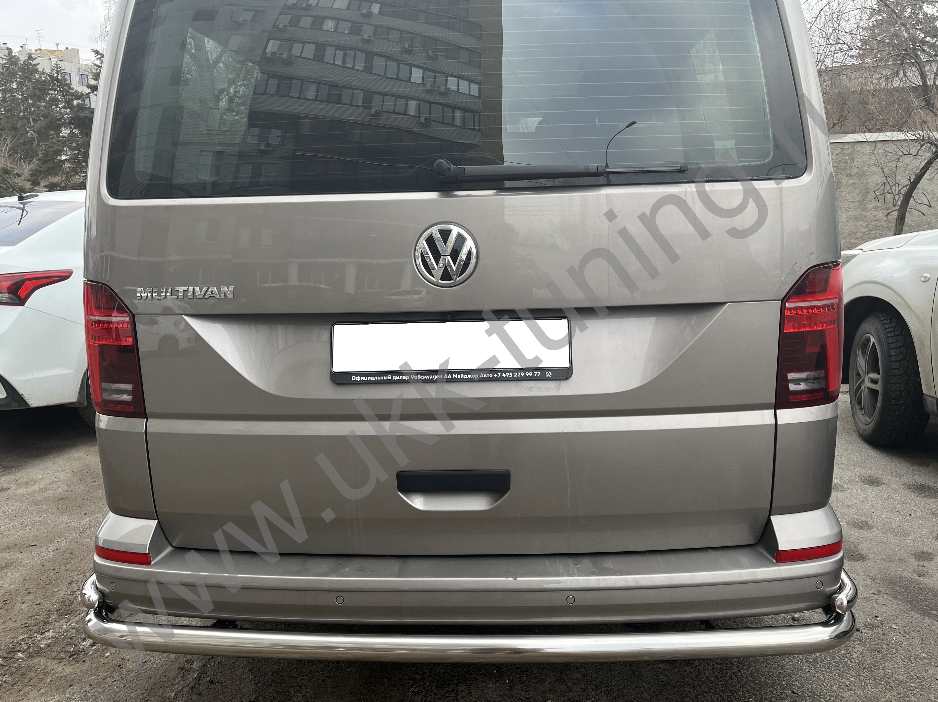 Защита заднего бампера угловая большая двойная Volkswagen T6 с 2015-2021