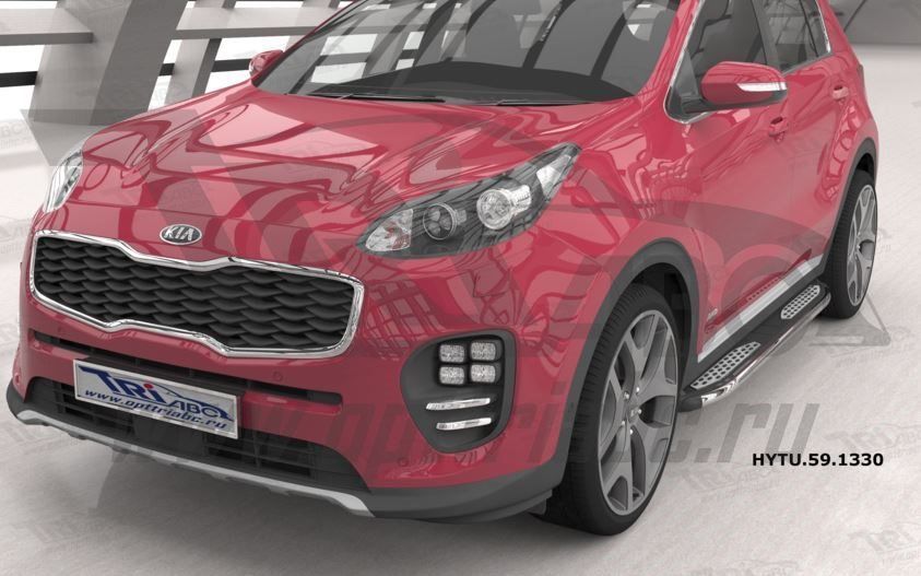 Пороги алюминиевые Zirkon Kia Sportage с 2016 Пороги алюминиевые Zirkon Kia Sportage с 2016