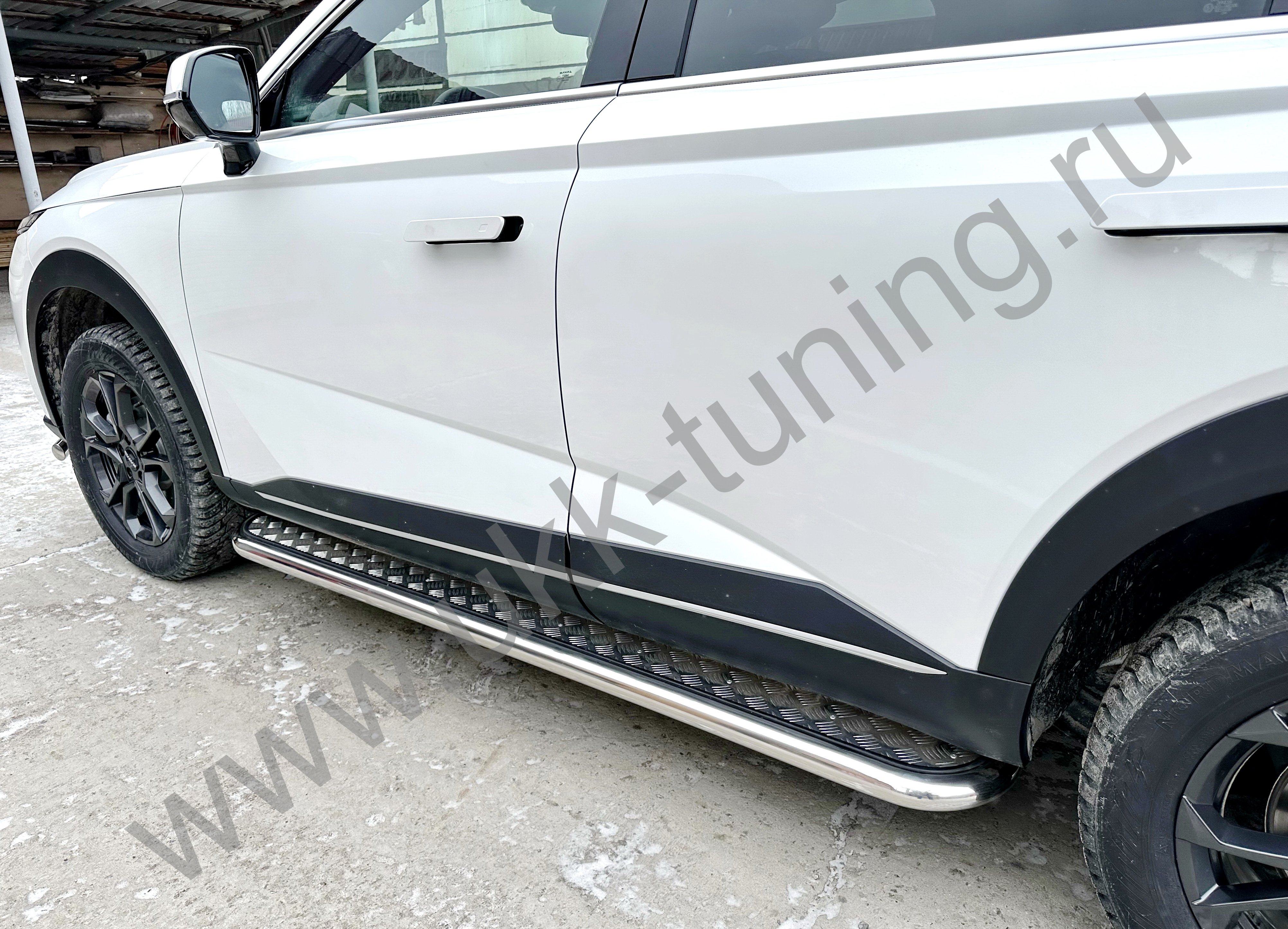 Боковые подножки Haval F7 c 2024 с накладным листом