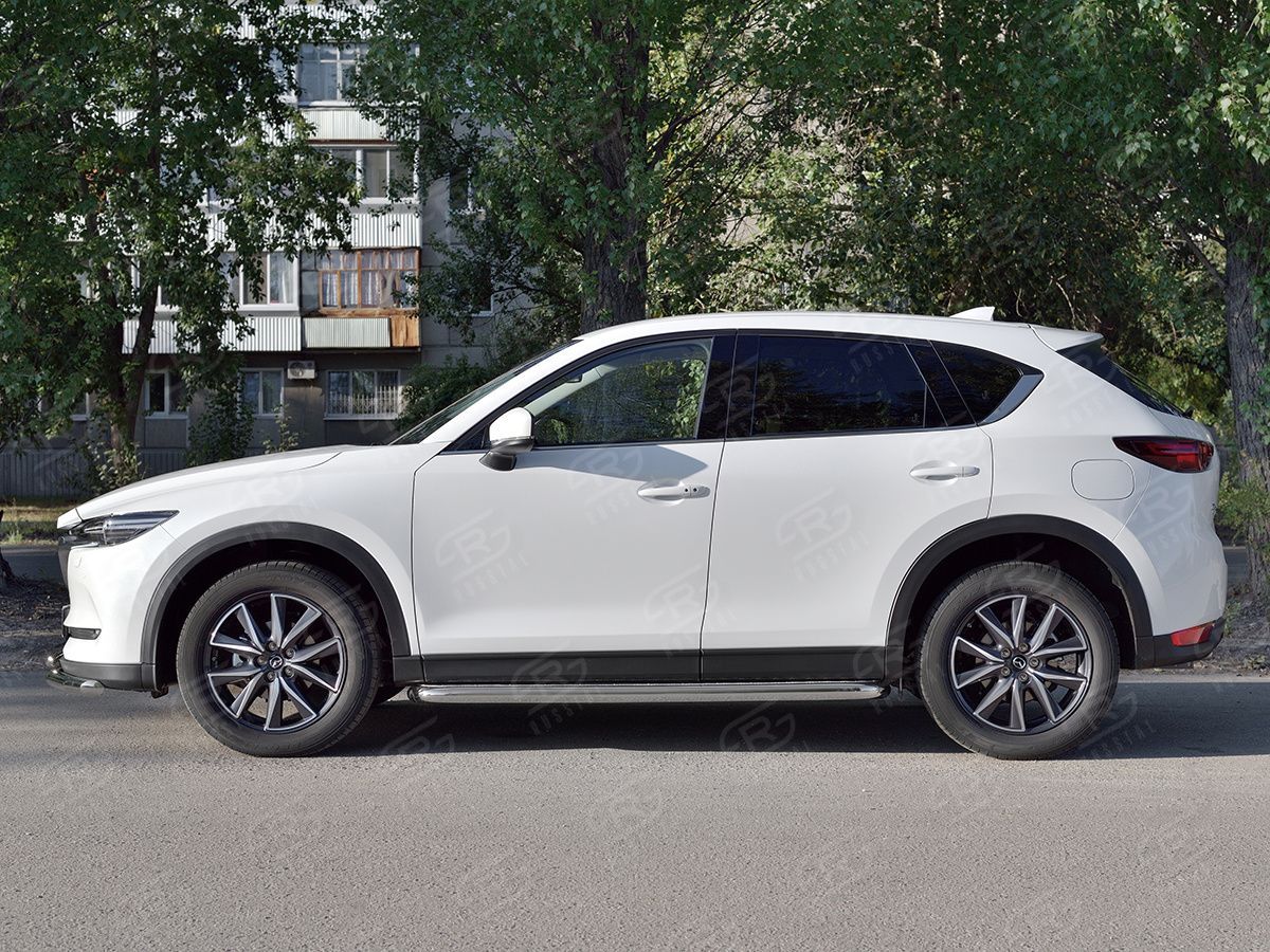 MAZDA CX-5 2017- Пороги труба d63 с листом (Лист алюм, профсталь) (вариант 2) M5L-0027972