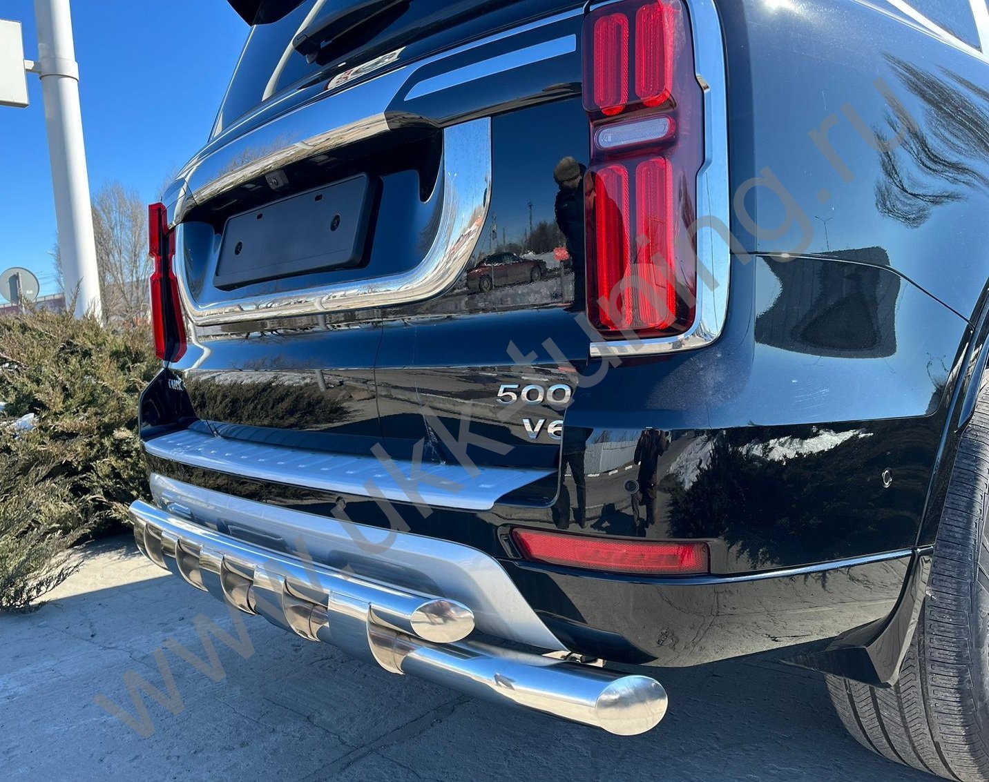 Защита заднего бампера двойная с перемычками Tank 500 с 2023