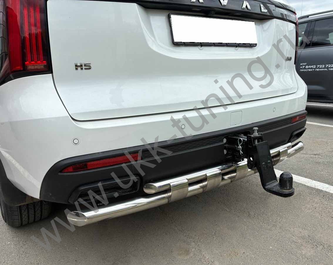 Защита заднего бампера двойная с перемычками Haval H5 с 2024