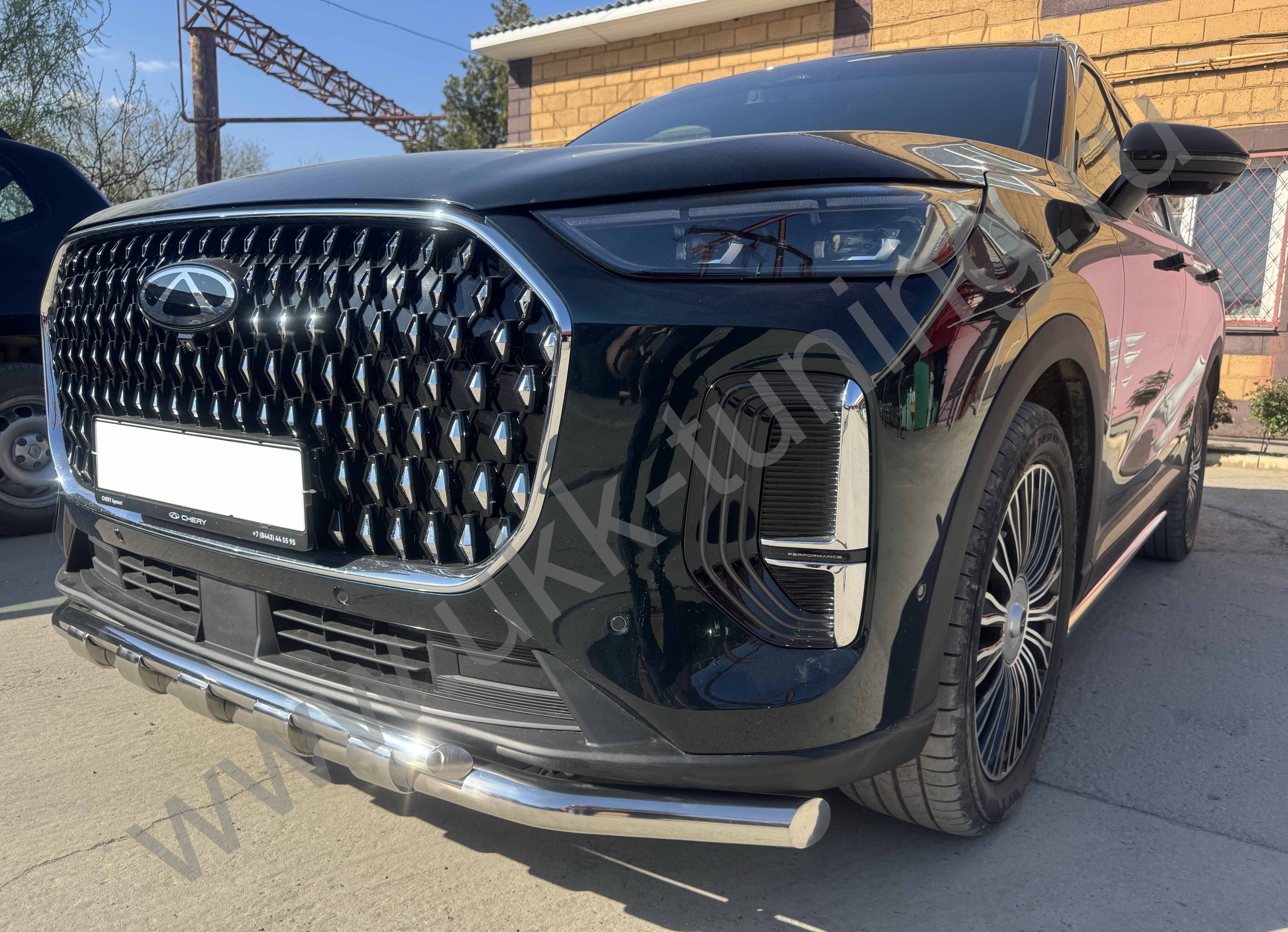 Защита переднего бампера двойная с перемычками Chery Tiggo 9 с 2024