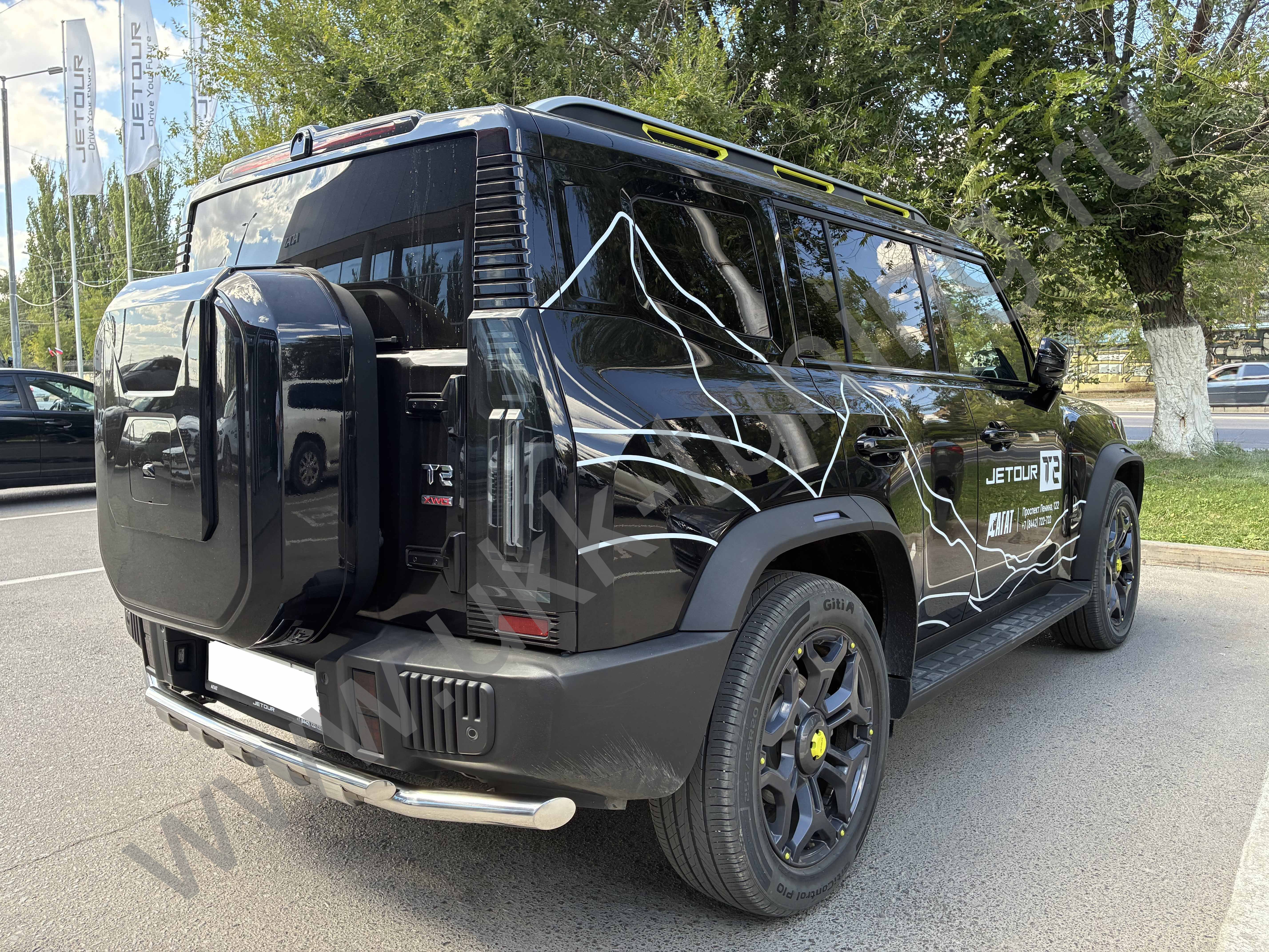 Защита заднего бампера двойная с перемычками Jetuor T2 с 2024