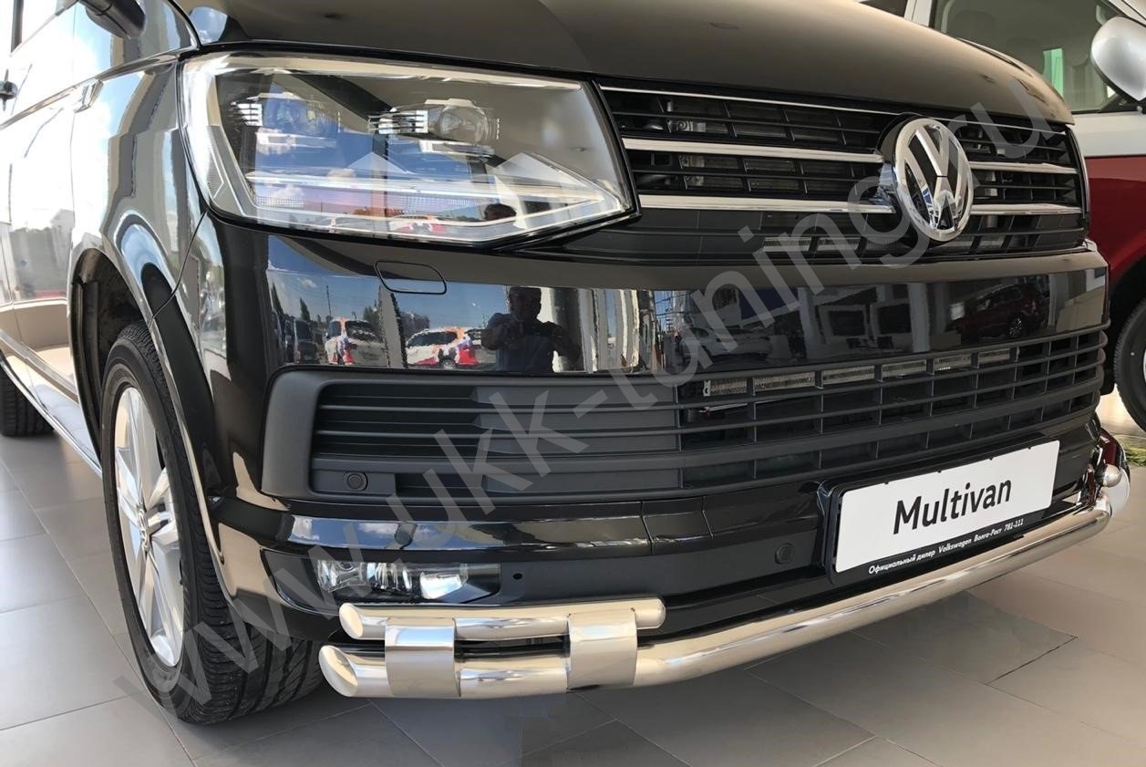 Защита переднего бампера двойная с перемычками Volkswagen T6 с 2015-2021
