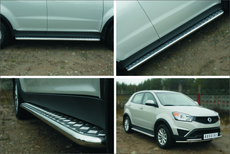 SSANG YONG ACTYON 2014- Пороги труба d42 с листом (Лист алюм,профнерж)(Вариант1) SYAL-001978 SSANG YONG ACTYON 2014- Пороги труба d42 с листом (Лист алюм,профнерж)(Вариант1) SYAL-001978