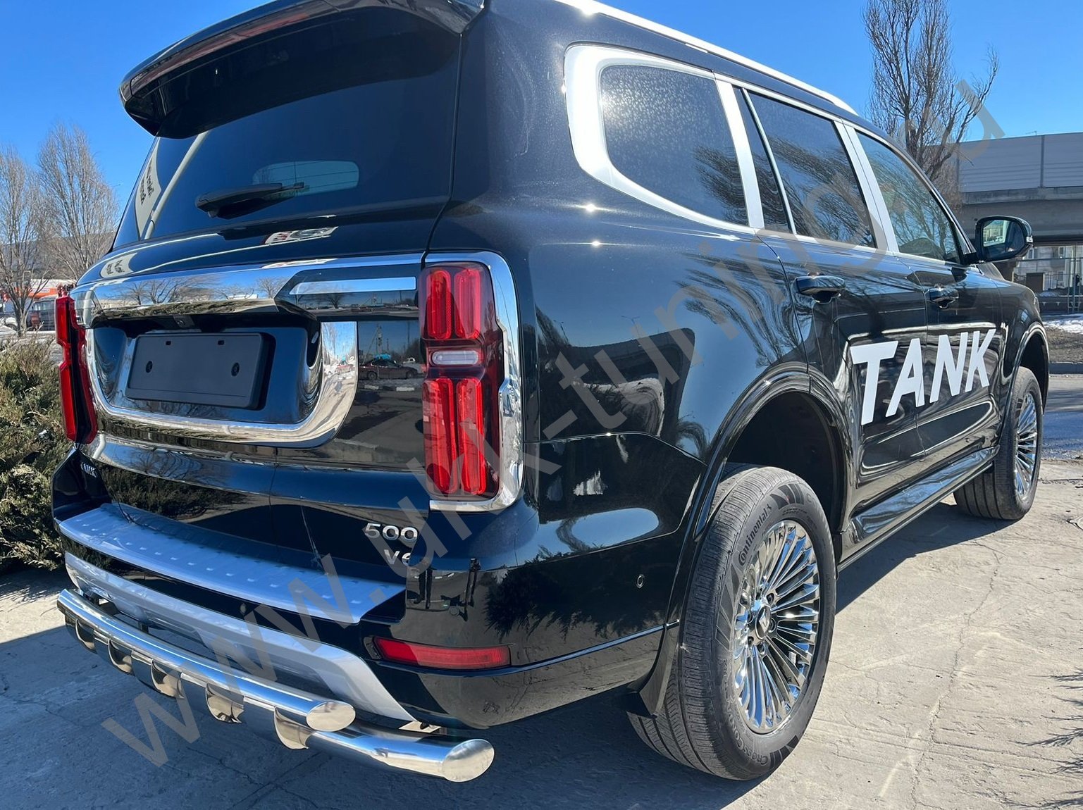 Защита заднего бампера двойная с перемычками Tank 500 с 2023