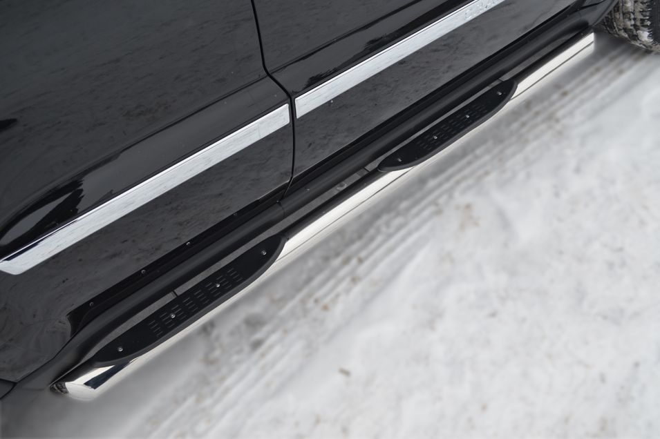 Jeep Grand Cherokee 2012 Защита порогов d76 с накладкой (вариант 1) JGT-0011961