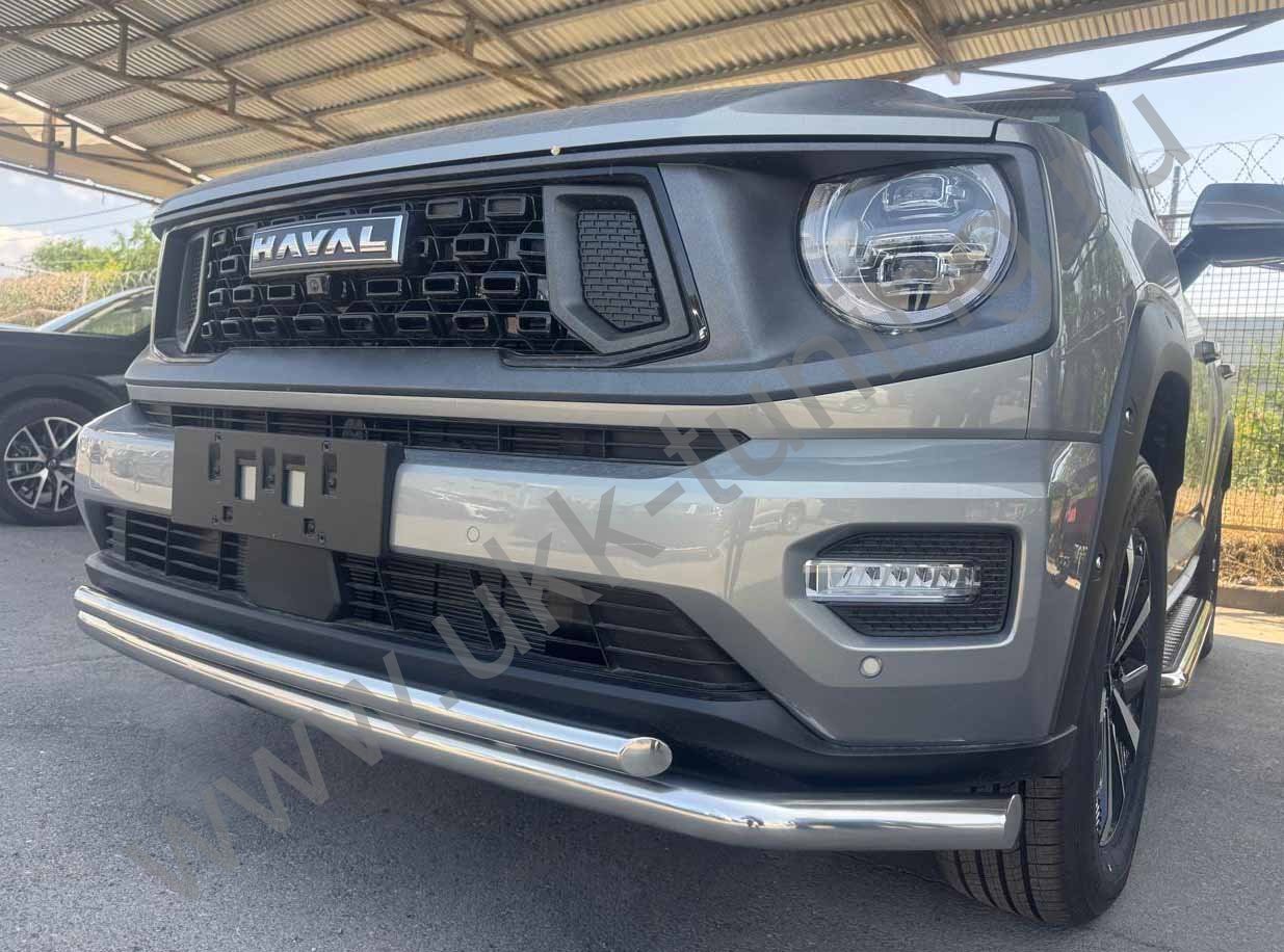 Защита переднего бампера двойная Haval H7 с 2025