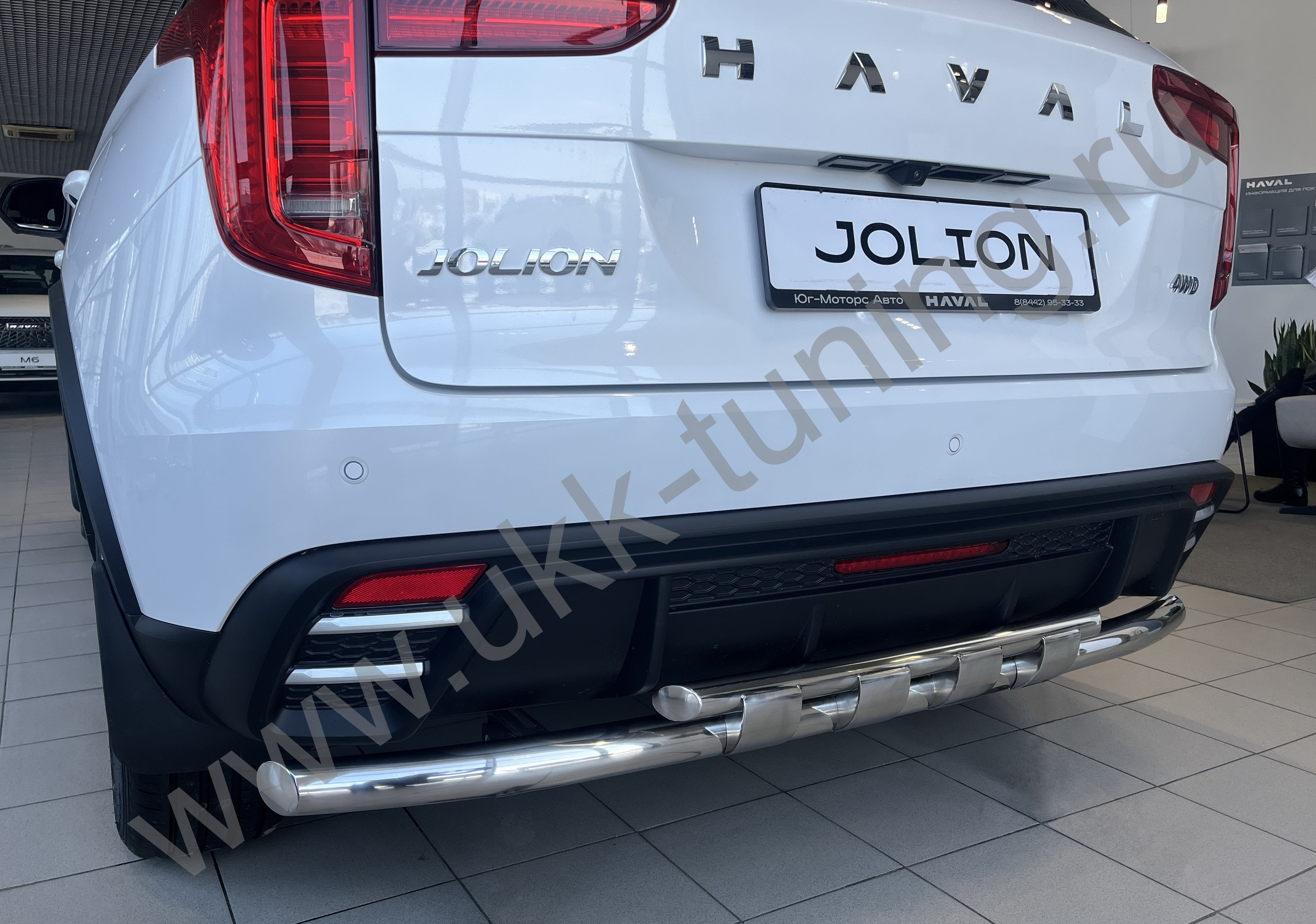 Защита заднего бампера двойная с перемычками Haval Jolion с 2024