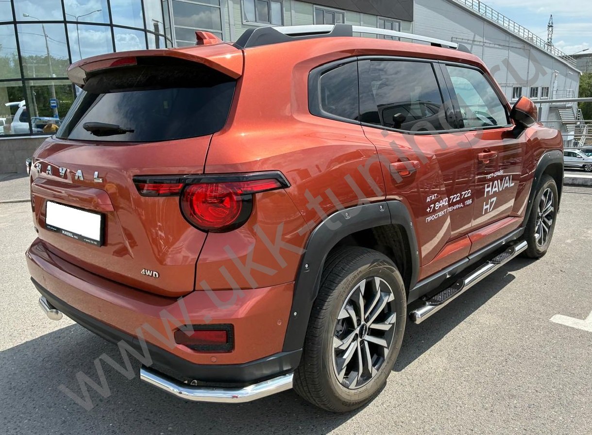 Защита заднего бампера угловая Haval H7 с 2025