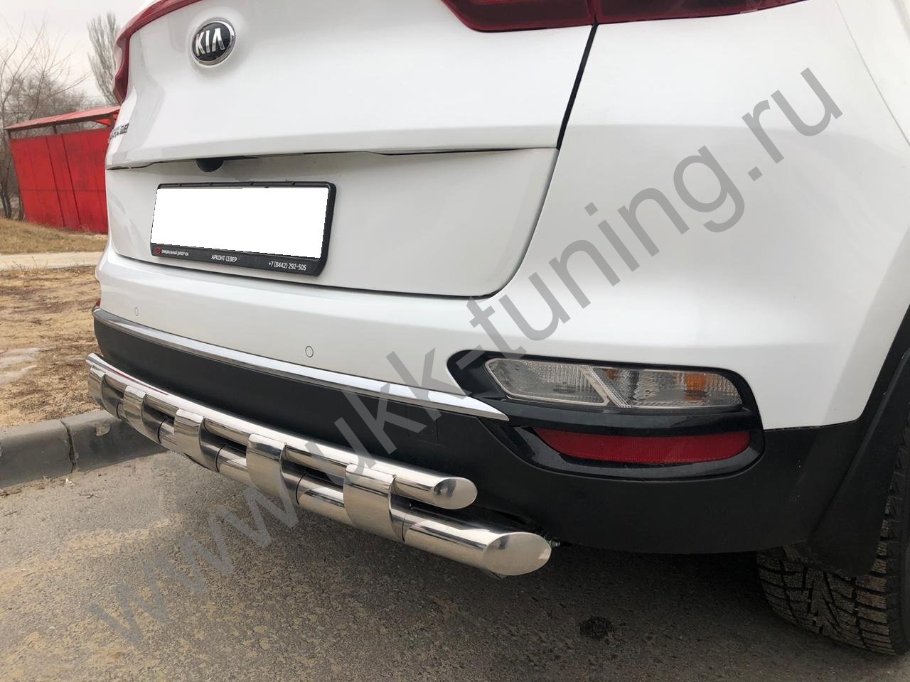 Защита заднего бампера двойная с перемычками Kia Sportage с 2018-2020