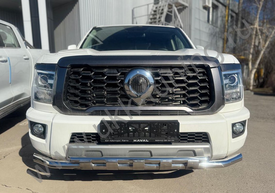 Защита переднего бампера двойная с перемычками Great Wall Poer King Kong c 2023