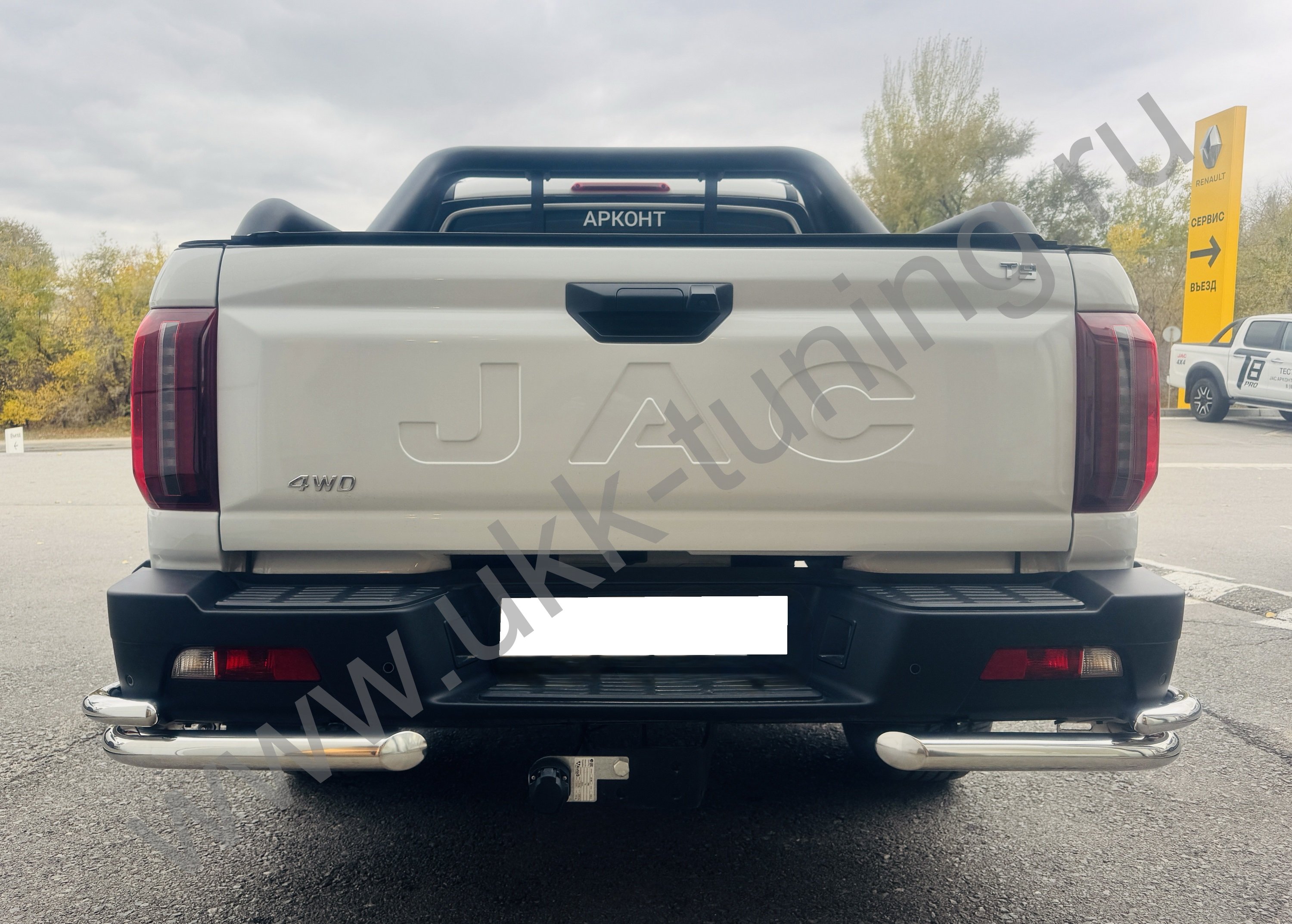 Защита заднего бампера угловая двойная JAC T9 с 2021