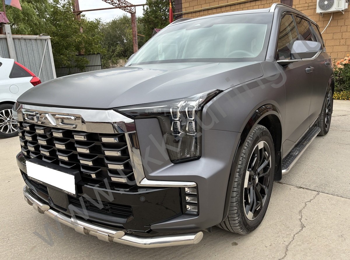 Защита переднего бампера двойная с перемычками GAC GS8 с 2025