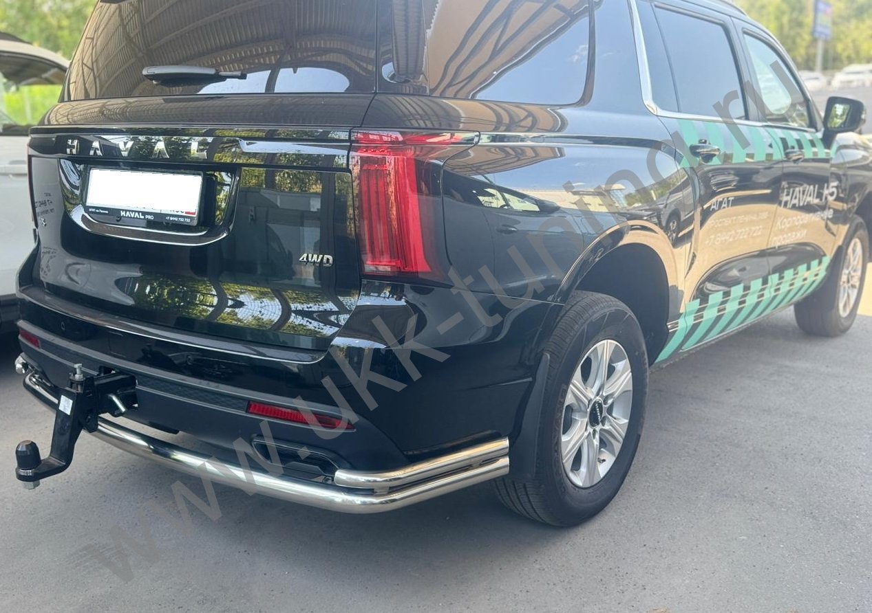 Защита заднего бампера угловая большая двойная Haval H5 с 2024